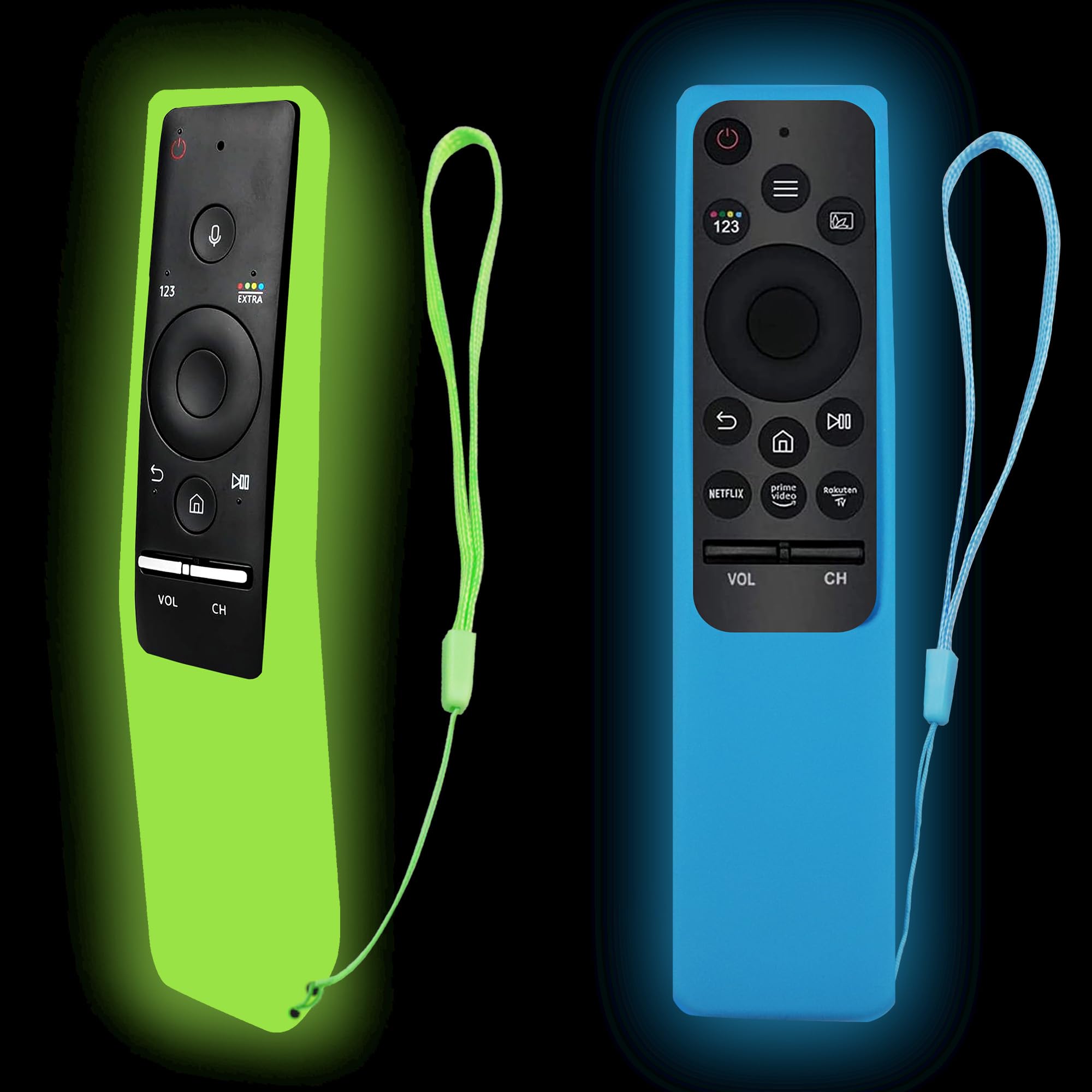 BXIZXD 2 Pack Remote Case for Samsung, Silicone Protective Case Compatible with Samsung TV Remote Control Cover BN59 Series Glow in The Dark (Glow