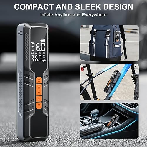 Miniatura 8 de Compresor de aire portátil para inflador de neumáticos, bomba de aire inalámbrica de 150 PSI para neumáticos de automóvil, inflador de neumáticos