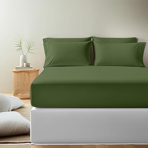 Miniatura 7 de Royale Linens - Sábana bajera tamaño Queen, calidad de hotel cepillada 1800, ultrasuave, resistente a arrugas y decoloración, bolsillo profundo de