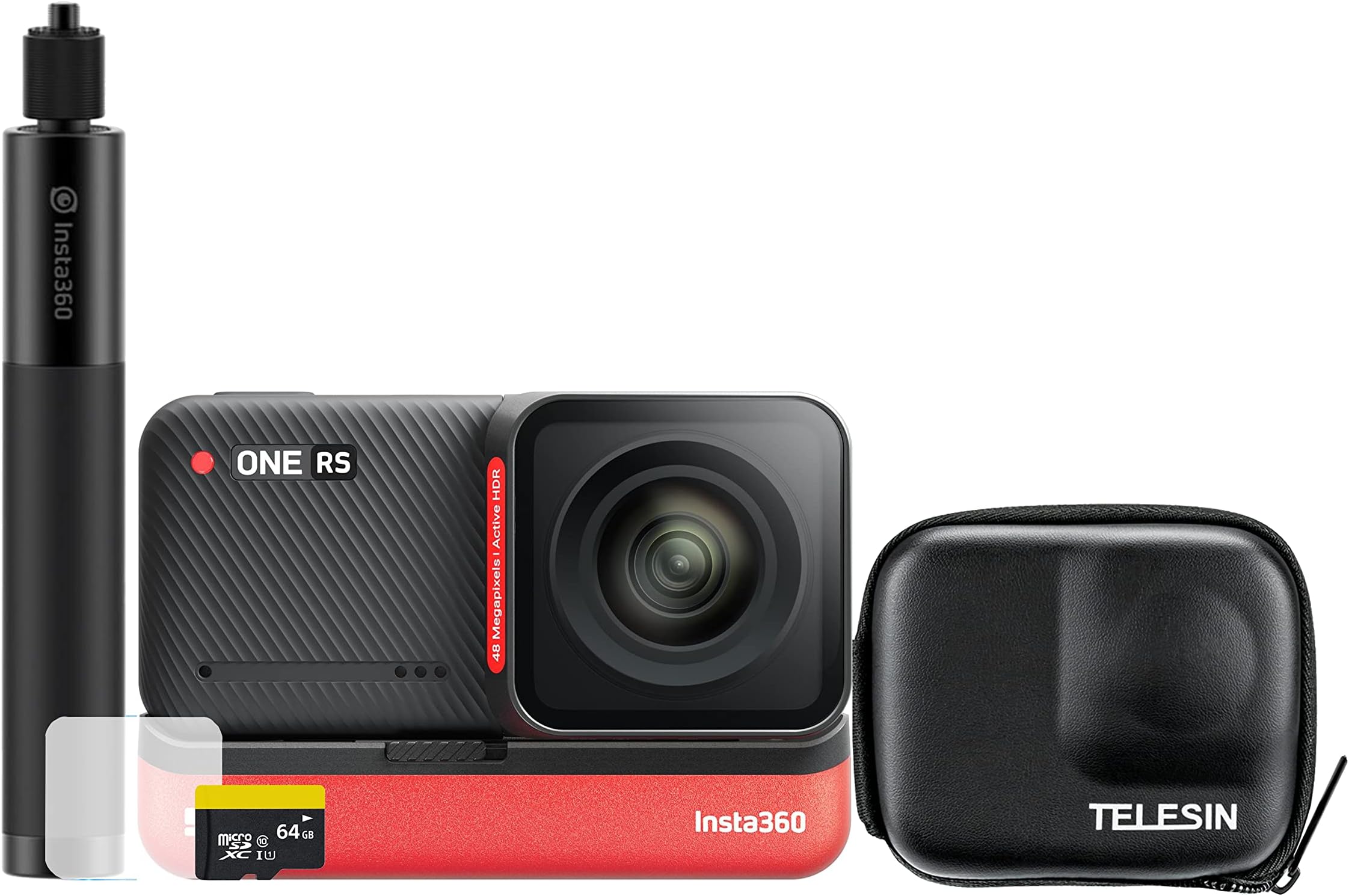 Insta360 ONE RS Boosted 4K Starter Kit - inc Selfie Stick + 64GB Card + Telesin Case + Screen Protector