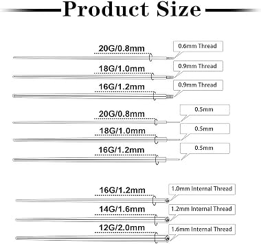 10PCS Piercing Tool Kit, 12G 14G 16G 18G 20G Ear Piercing Kit, Piercing Needles Piercing Taper Ball Grabber Tool for Changing Jewelry, Stainless Steel Insertion Pin for Ears Nose Lip Belly
