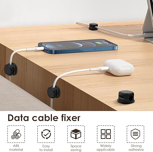 Miniatura 4 de Paquete de 12 soportes de gestión de cables de cargador de teléfono, soporte organizador de cables versátil que ahorra espacio, organizador de