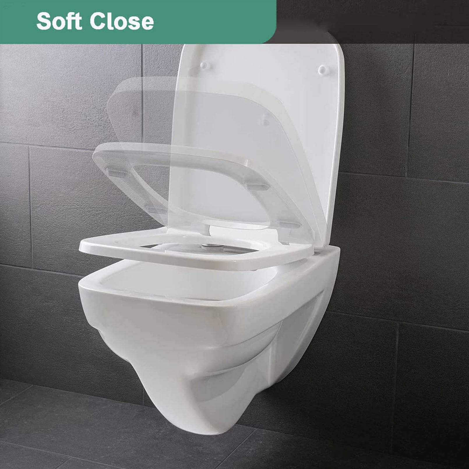 sedile WC, Sedile WC quadrato bianco con chiusura ammortizzata cerniere(Square C Small)