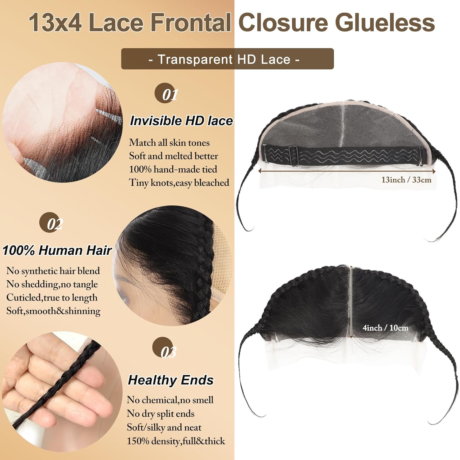 13x4 Lace Frontal Closure Glueless Human Hair Gele Turban Frontal Hd Lace Afro Twist Braids Lace Hairline Topper Glueless Gele Style Piece Pre-Braid Human Hair Frontal Natural Black Hairline