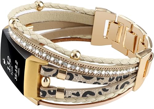 Miniatura 2 de Correa de cuero elegante compatible con Fitbit Charge 4 Charge 3, pulseras bohemias para mujer, correa de repuesto para accesorios Charge 4Charge