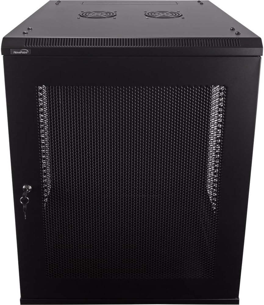 15U Deluxe IT Wallmount Cabinet Enclosure with Locking Door – Black