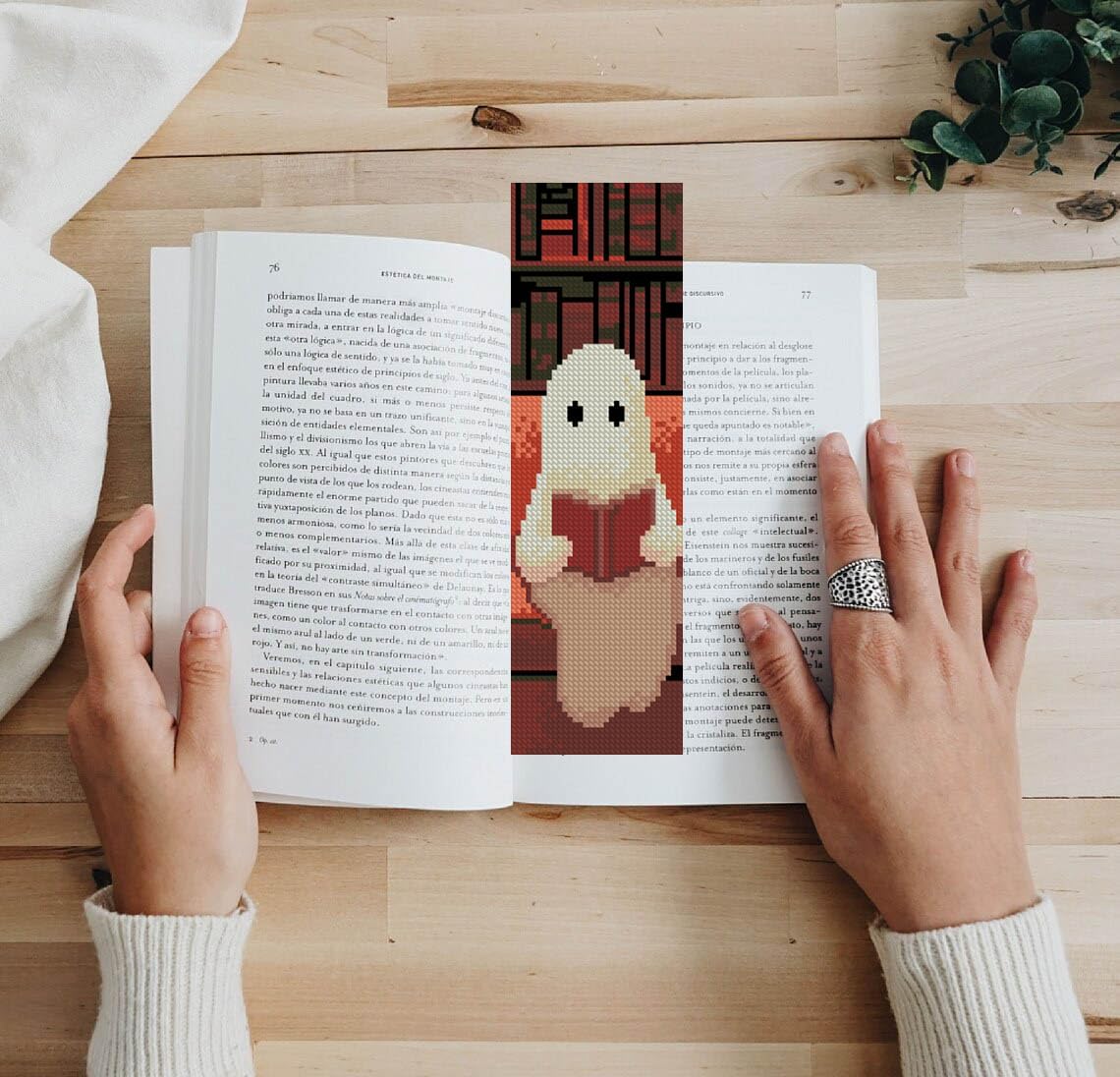 YERUOUIU 6 PCS Cross Stitch Bookmark Kit for Adult Beginners Ghost Cross Stitch Kits DIY Crossstitch Kits Adult Stamped Bookmark Embroidery Bookmarks Kit with Instructions