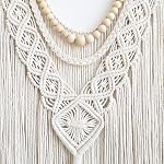 Achart Macrame Wall Hanging Large- Boho Wall Decor- large wall art- Wall Decor Living Room- Macrame Tapestry Boho Decor for Bedroom (Wooden Bead)