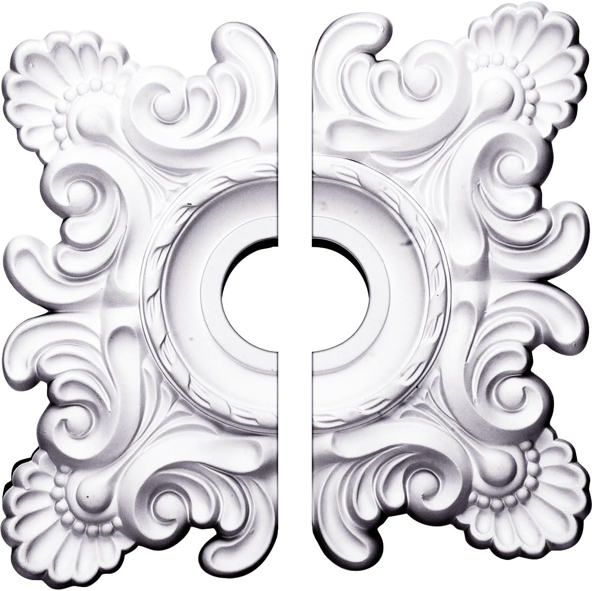 Ekena Millwork CM18CR2 18"W x 18"H x 3 1/4"ID x 1 1/2"P Crawley Ceiling Medallion, Fits Canopies up to 6-3/4", 2 Piece
