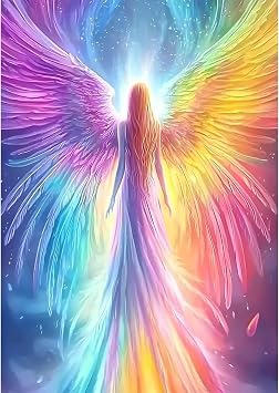 SENQAO Diamond Art Kits for Adults - Rainbow Angel Diamond Painting Kits DIY 5D Full Drill Diamond Dots Paintings with Diamonds Gem Art and Crafts for Home Decor 12x16 Inch