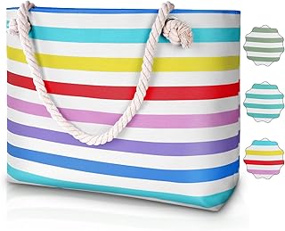 URAQT Sac de Plag, Sac de Plag Femme, Sac de Plage XXL Extra Large Famille, Sac de Plage Homme Vacances Accessoires Plage été Sac de Plage avec Fermeture éclair Convient pour Les Sorties Shopping