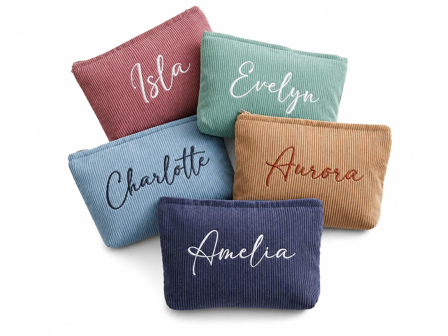 Personalized Corduroy Cosmetic Pouch for Women, Custom Name Makeup Bag, Travel Toiletry Organizer, Zipper Storage Case for Cosmetics, Skincare, Accessories & Daily Essentials-picture-10