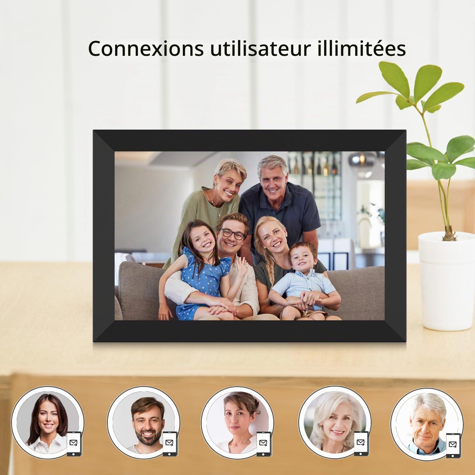 AKImart Frameo Cadre Photo numérique WiFi 32 Go Cadre Photo numérique 10,1" 1280 x 800 IPS Écran Tactile LCD Smart Cloud Cadre Photo avec Rotation Automatique Moments Partager immédiatement Via