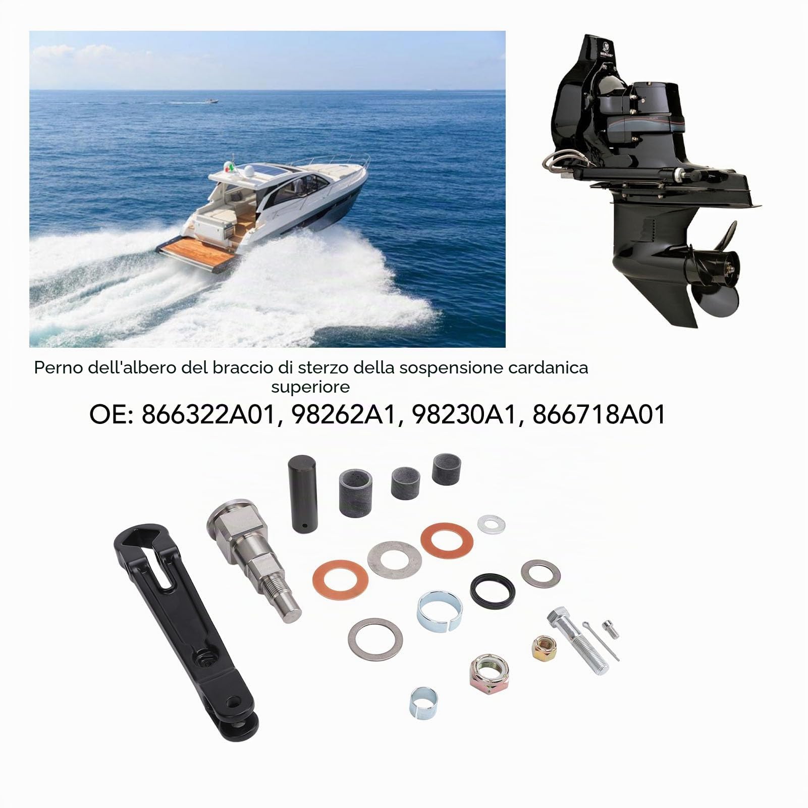 Kit di 20 perni per albero del braccio di sterzo superiore del giunto cardanico, ricambio per 866322A01 98262A1 98230A1 866718A01, adatto per kit di riparazione sterzo MerCruiser Bravo e Alpha
