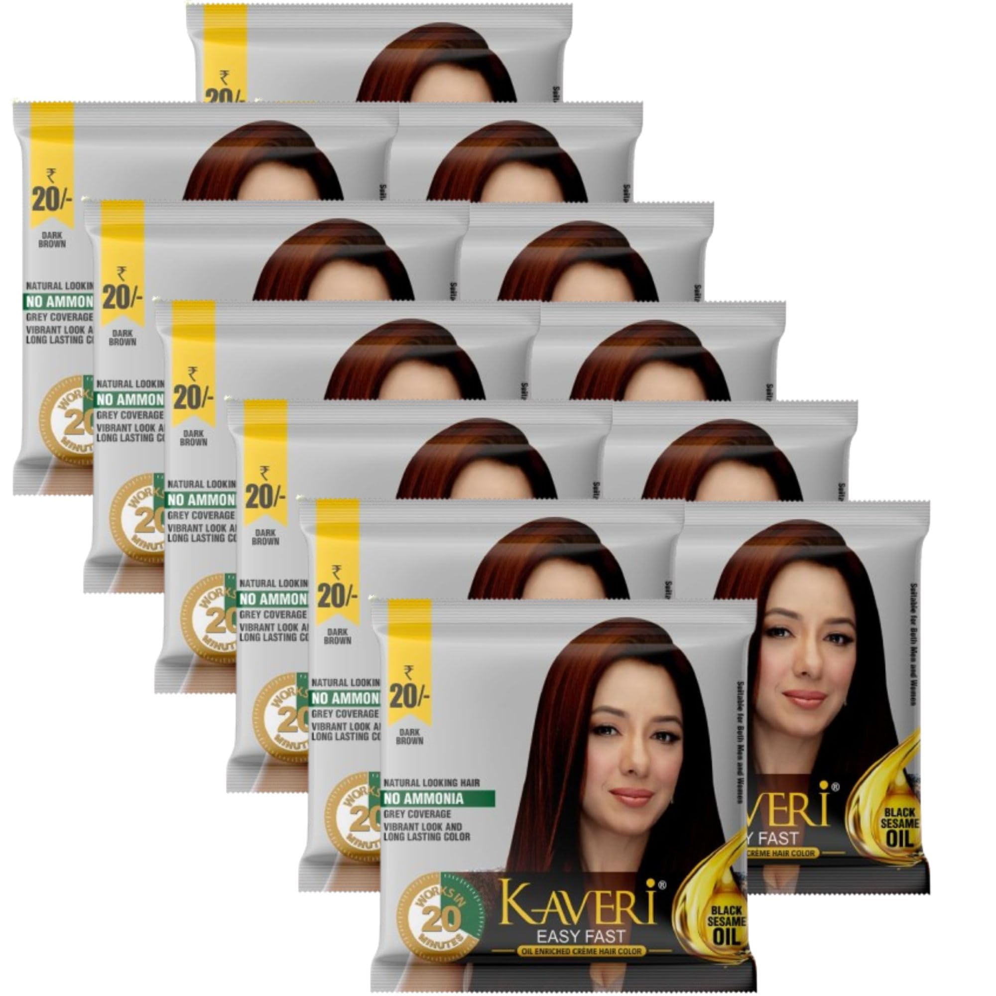 Kaveri Easy Fast Creme Hair Color - Dark Brown - For Grey Coverage (Pack of 12)-picture-30