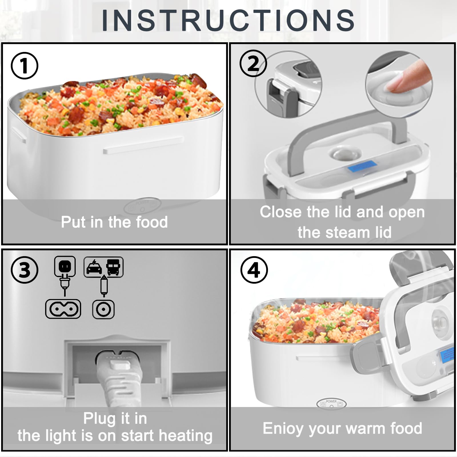 Thermos Cibo 2.3L Acciaio Inox - Mantiene Caldo 24h, 3 Scomparti, Impermeabile, Ideale Per Lavoro E Picnic