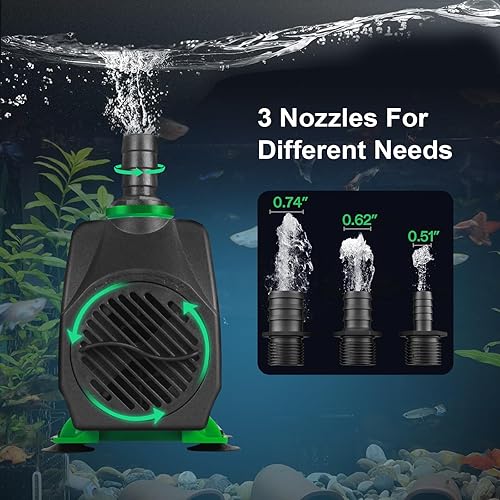 Miniatura 3 de Bomba de agua de CC de 800 GPH para acuario, pecera, fuente, estanque, estatuas e hidroponía - Bomba de retorno sumergible de alta eficiencia
