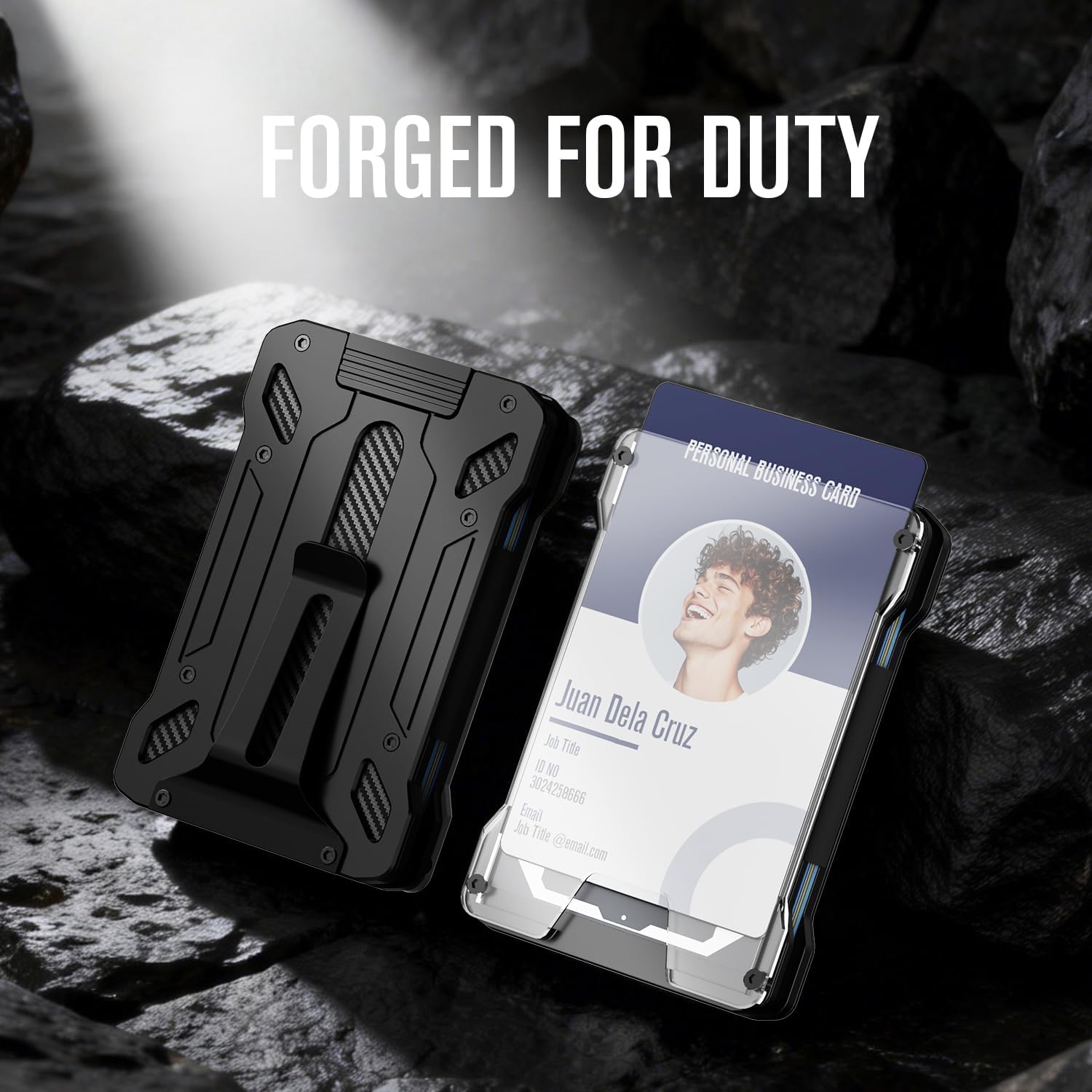 Caronex Slim Wallet for Men and Card Holder | RFID Protected | Pull-Up Function | Front Pocket Wallets | ID Card Window | Integrated Money Clip | Black - Image 5