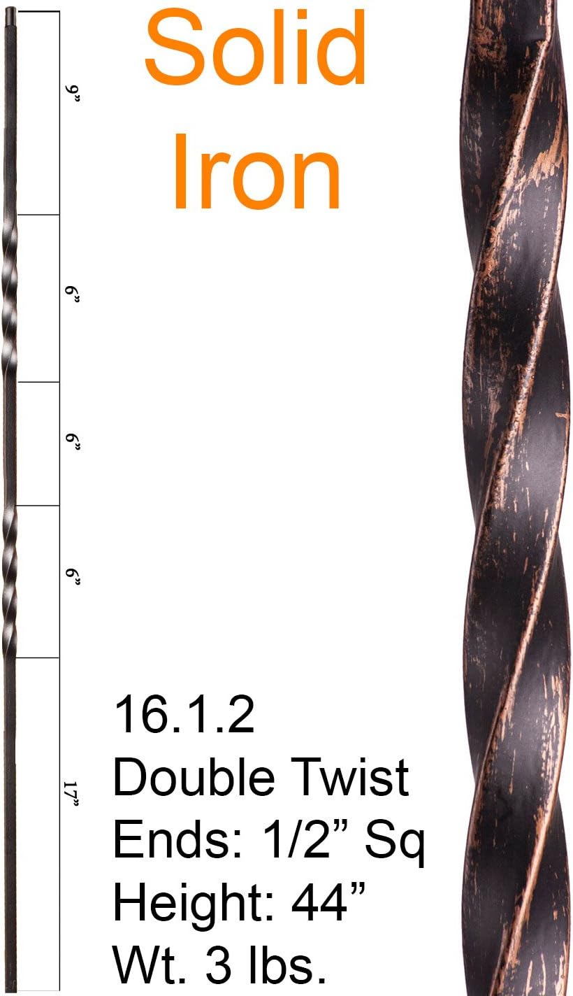 Oil Rubbed Bronze 16.1.2 Double Twist Solid Iron Baluster for Staircase Remodel, Box of 5