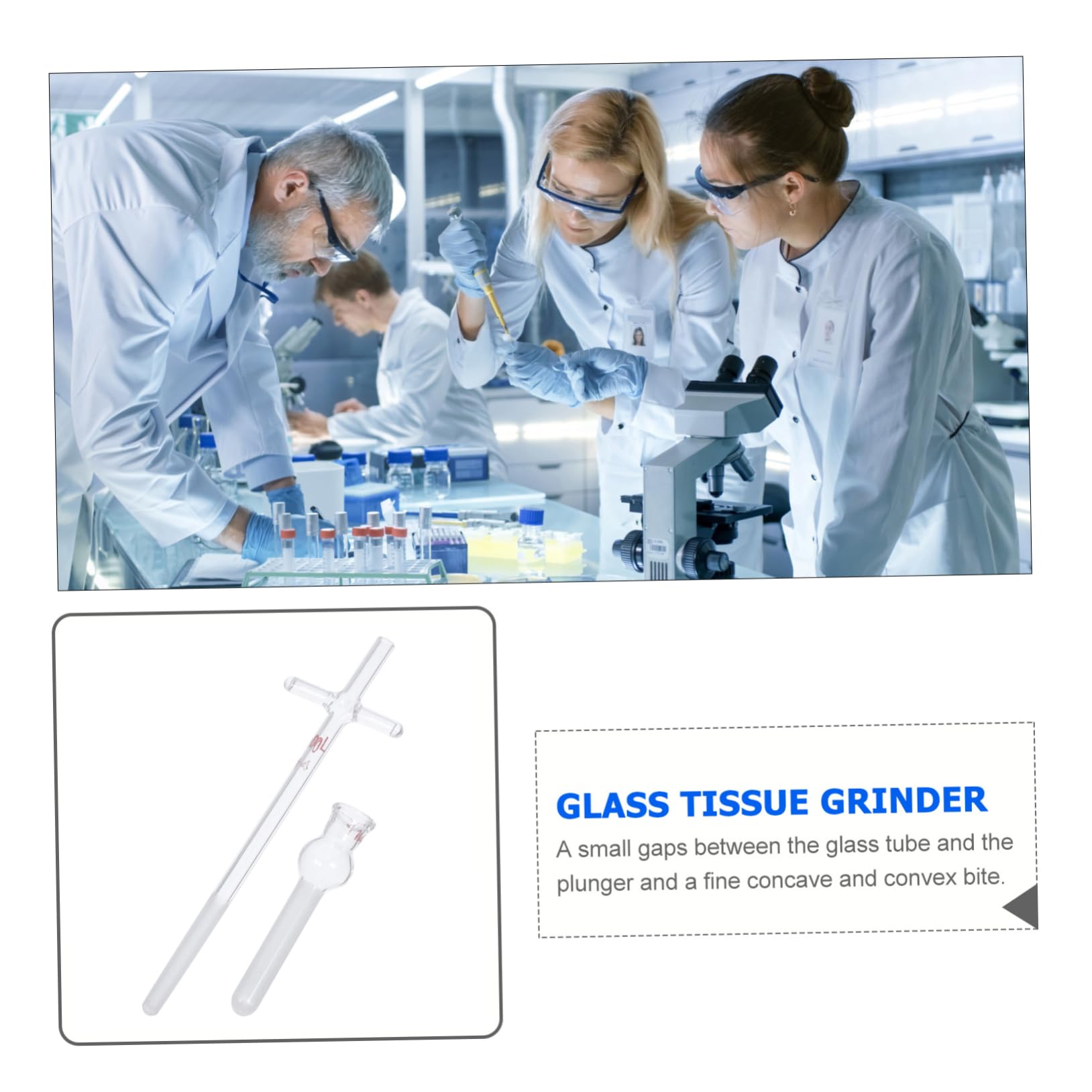 Glas Homogenisator 0,5 Ml für Laboranwendung mit Kreuzstiel zum Zerkleinern Harter Zellgewebe aus Glas für Wissenschaftliche Experimente