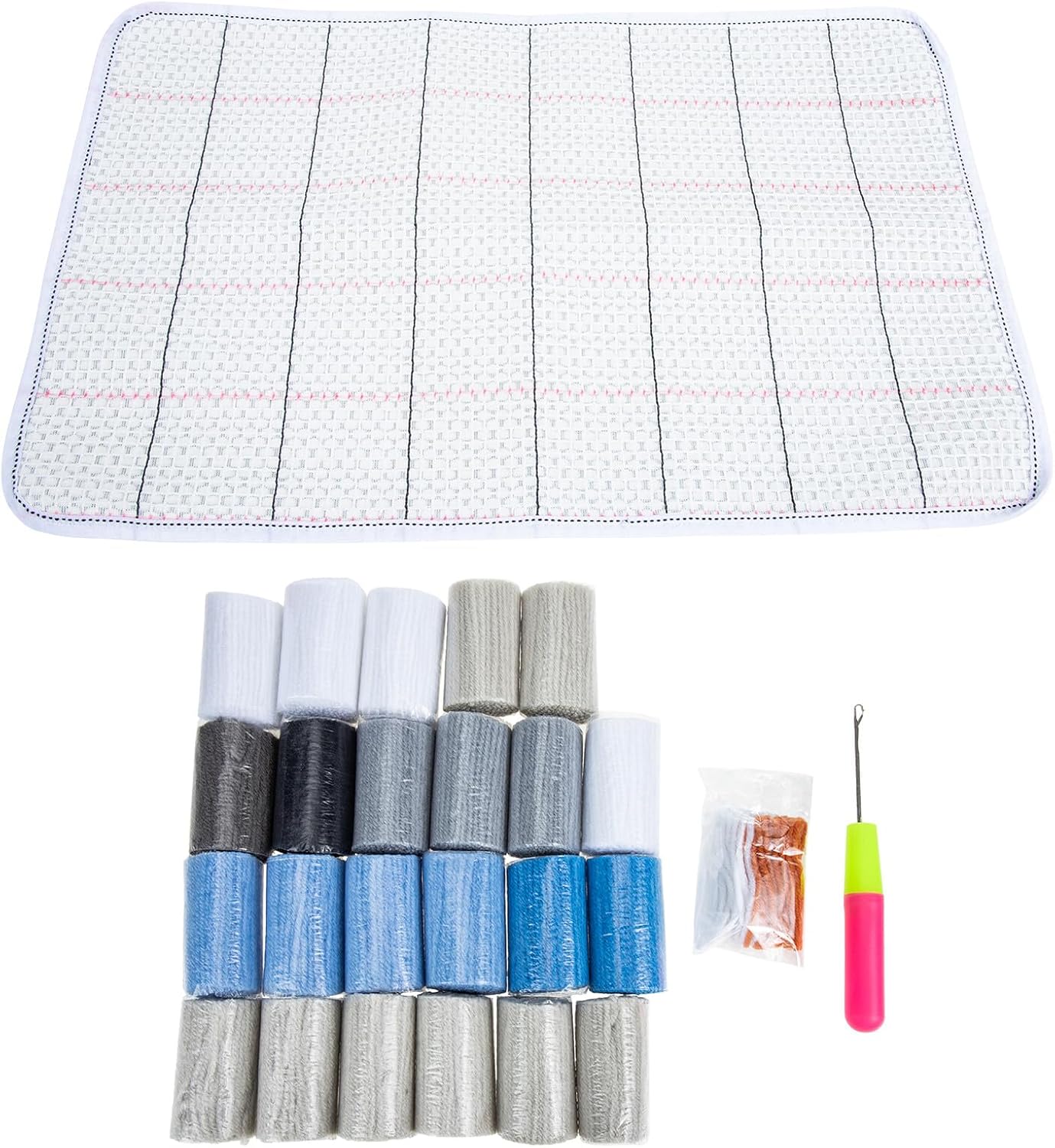 GRIRIW DIY Latch Hook Rug Yarn Kit for Adults Crochet Rug Making Lightweight Craft Supplies for Pillows Blankets Cushions for Beginners and Needlework Projects