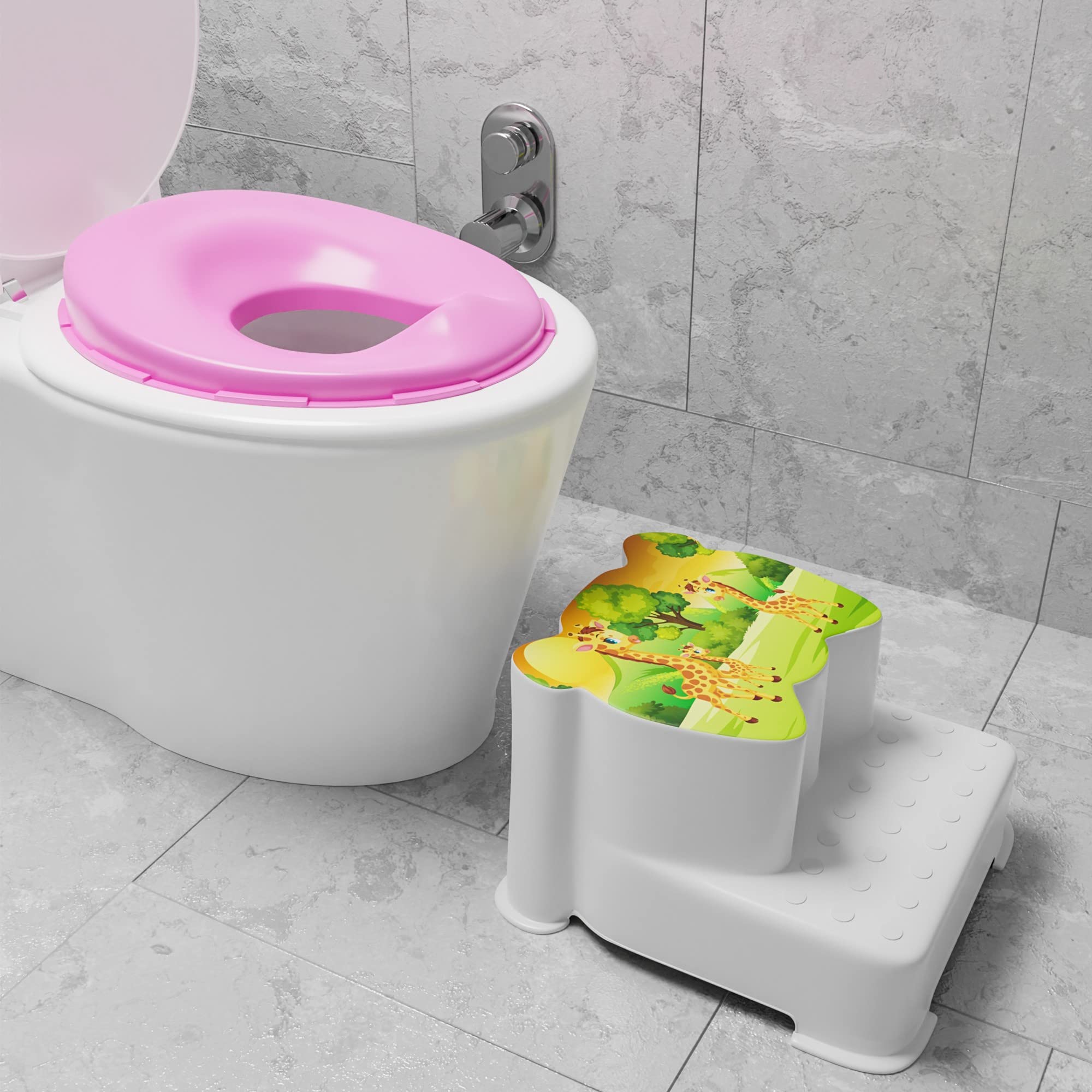 TECHHARK® Baby Potty Training Seat with Step Stool, Toddler Toilet Seat for Boys Girls, Anti-Slip Toddler Stool for Bathroom, Kitchen, Toilet Potty Training Set(One Potty Seat+Two Step Stool for Kids)-image-33