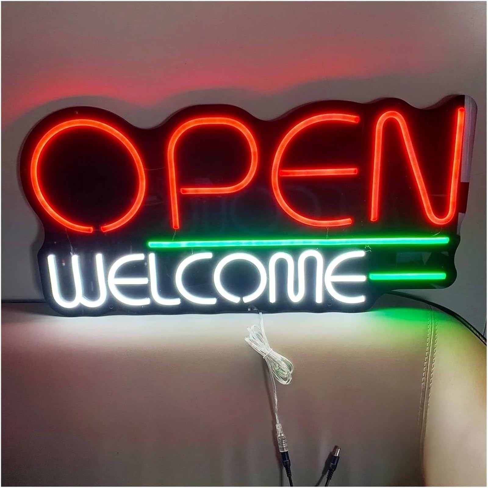 Luci al neon Luce al neon "Open Welcome" per negozi, ristoranti e supermercati 59 cm x 29,54