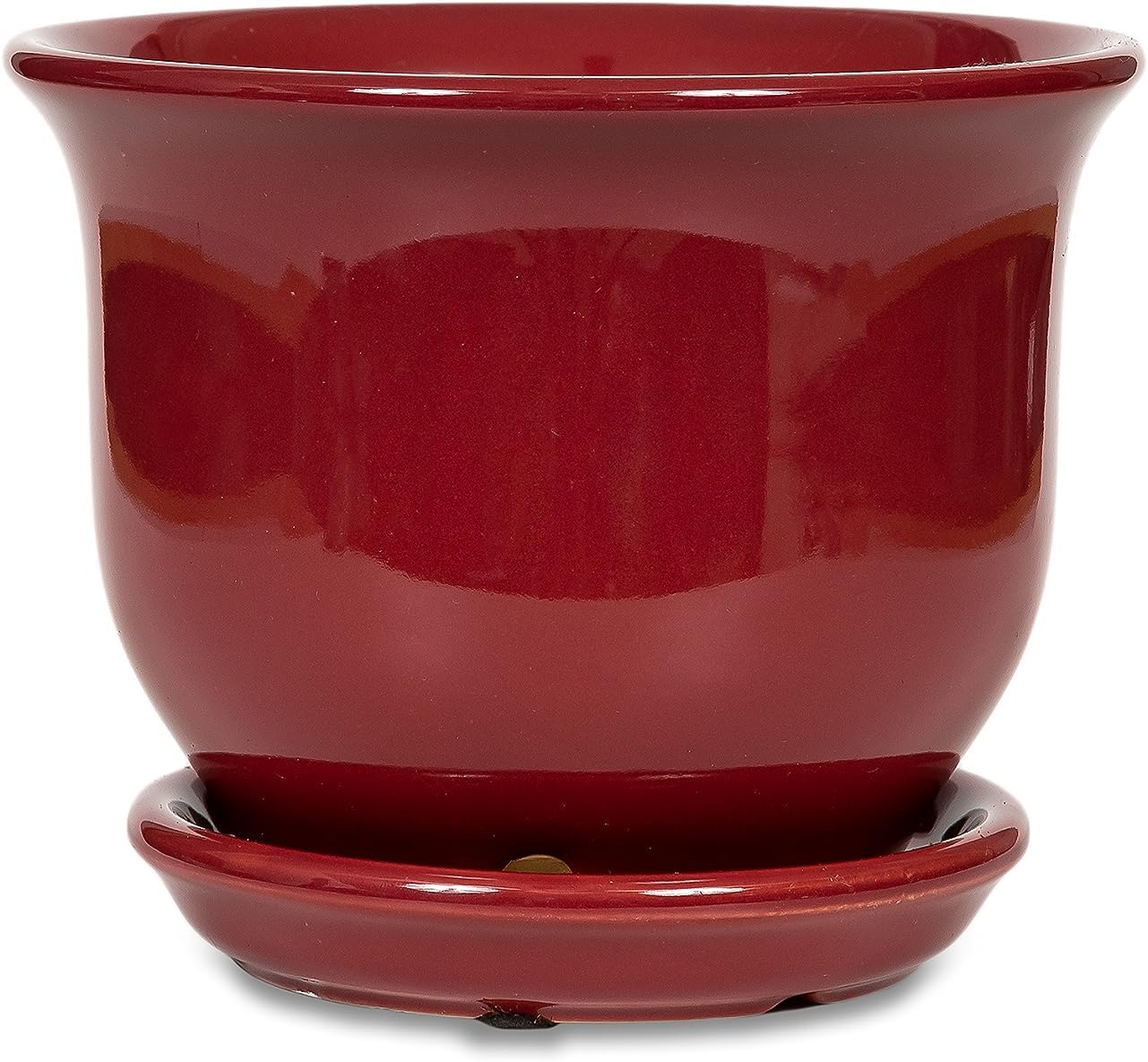 Garden & Home Red 6 Inch Indoor Ceramic Plant Pot with an Attached Saucer and Drainage Hole for House Plants, Herbs, Flowers, Succulent Plants, Snake Plants, Gifts for Mom