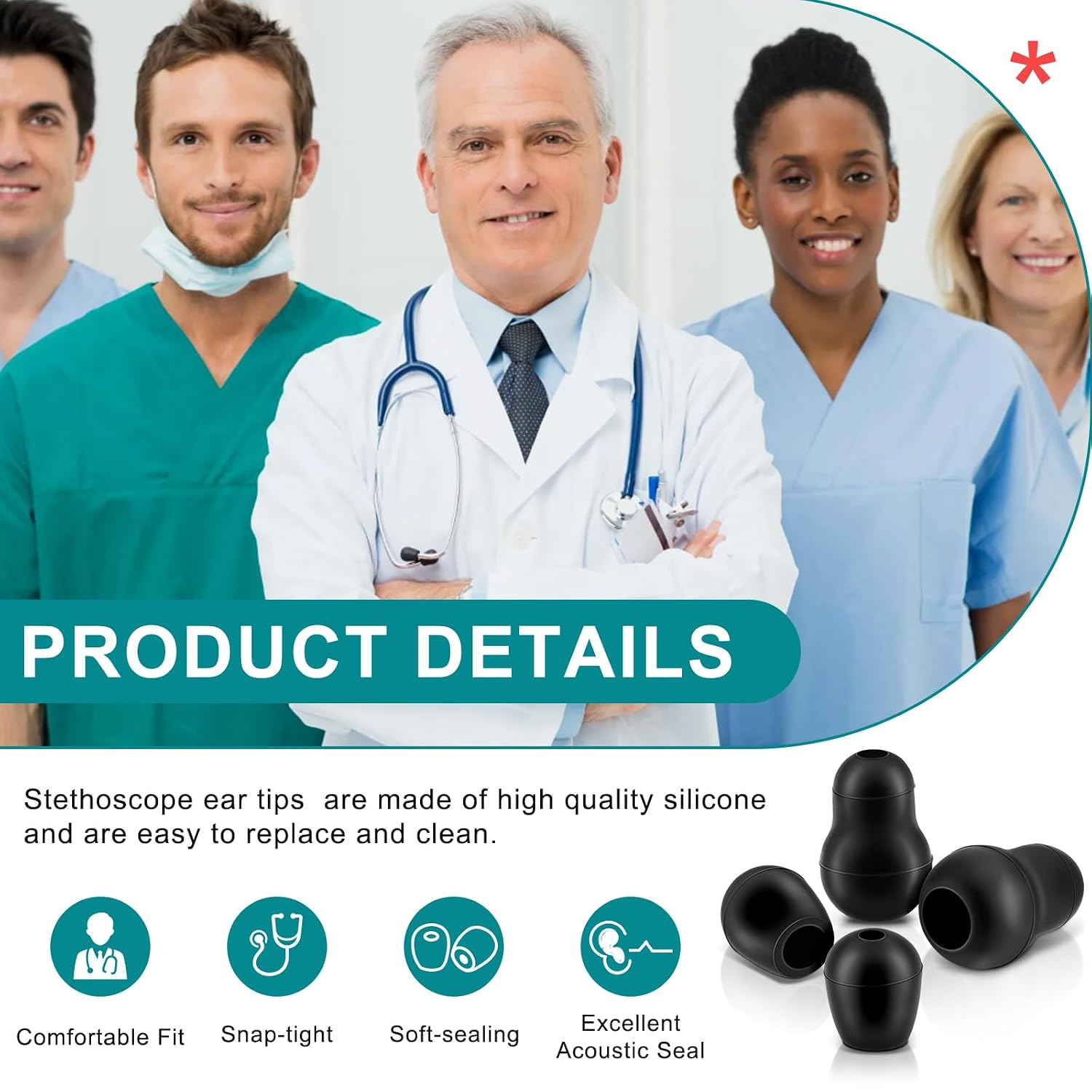 Stethoscope Ear Tips Replacement for Littmann Stethoscopes, Small/Medium