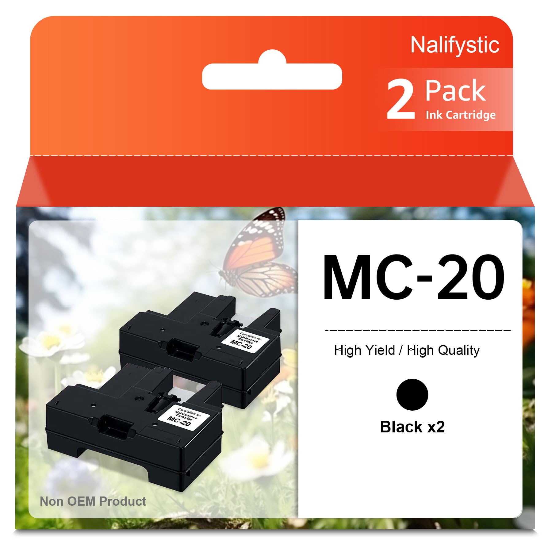 Boîte de Maintenance d'encre Nalifestic MC-20 MC20 de Remplacement pour imprimantes Can imagePROGRAF 500 1000 PRO500 PRO1000 PFI-1000 (Lot de 2, Noir)