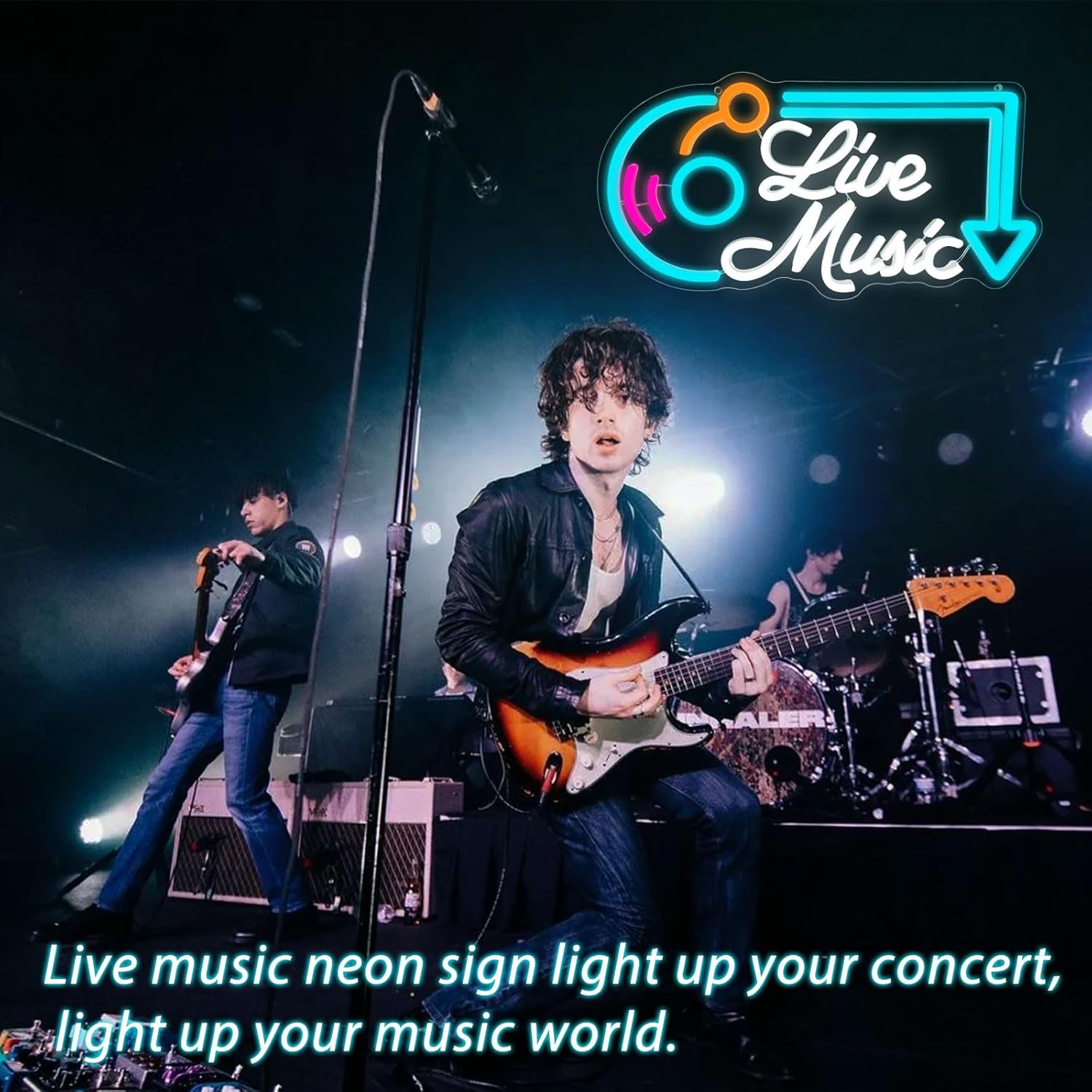Live Music Neon Sign, Music LED Neon Lights for Wall Decor, Dimmable Live Neon Light Sign, Neon Live Sign Light up Sign for Bar Studio Bedroom Party Present Club Handcrafted Nightclub Parties - Image 2