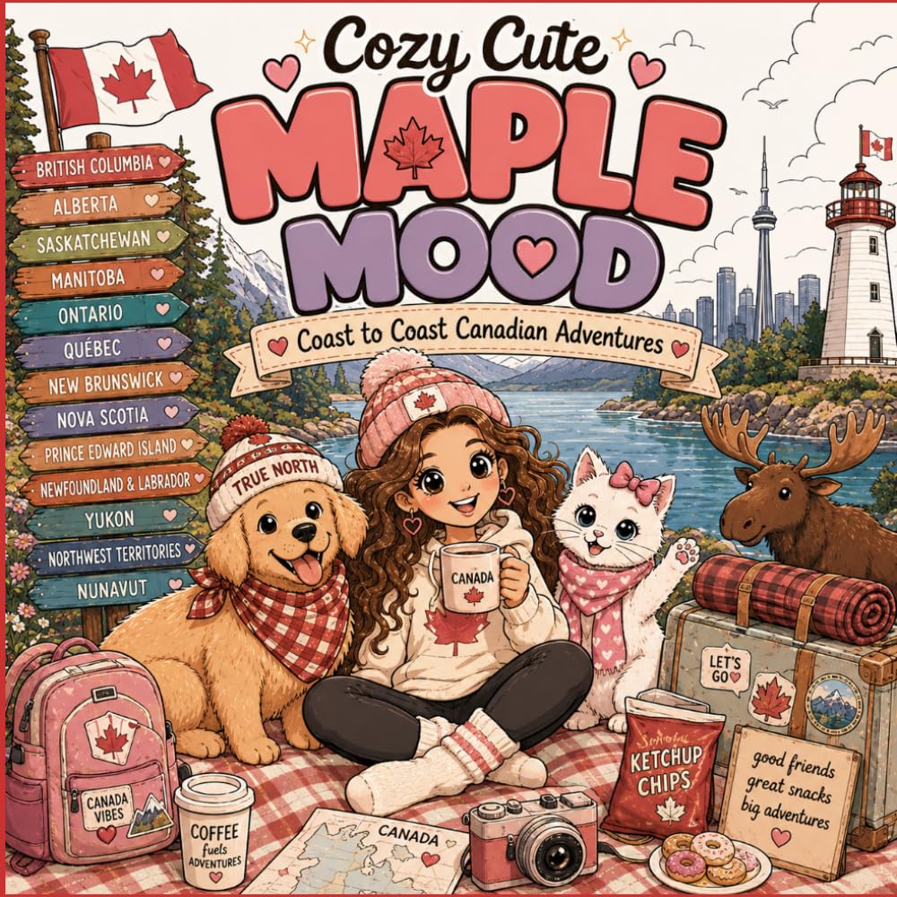 Cozy Cute Maple Mood: Coast to Coast Canadian Adventures Coloring Book