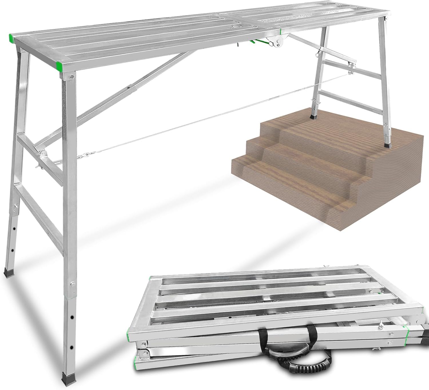 70 x 15" Folding Scaffolding Platform, Max Load 800LBS Capacity, 35-55" Adjustable Leg Height Work Platform Ideal for Home Improvement, Drywall Painting