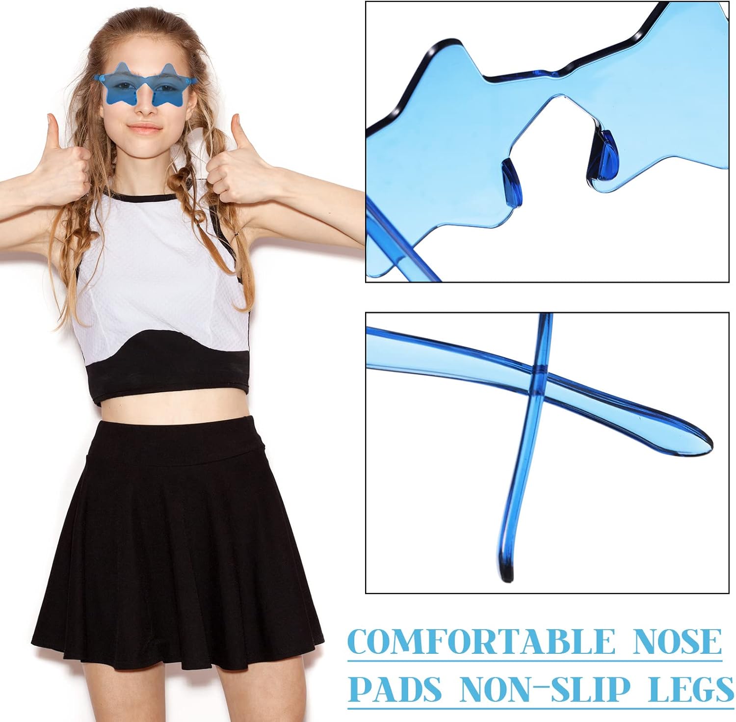 Cindeer 40 Pairs Rimless Star Shape Sunglasses Colorful Transparent Sunglasses Pentagram Glasses for Adult - Image 3