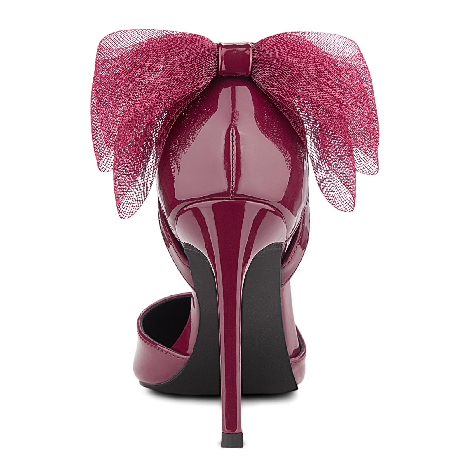 Carcuume Women's Closed Toe Heels Bow Stiletto Heel Sandals Pointed Toe Pumps Wedding Shoes: 10 Burgundy Patent