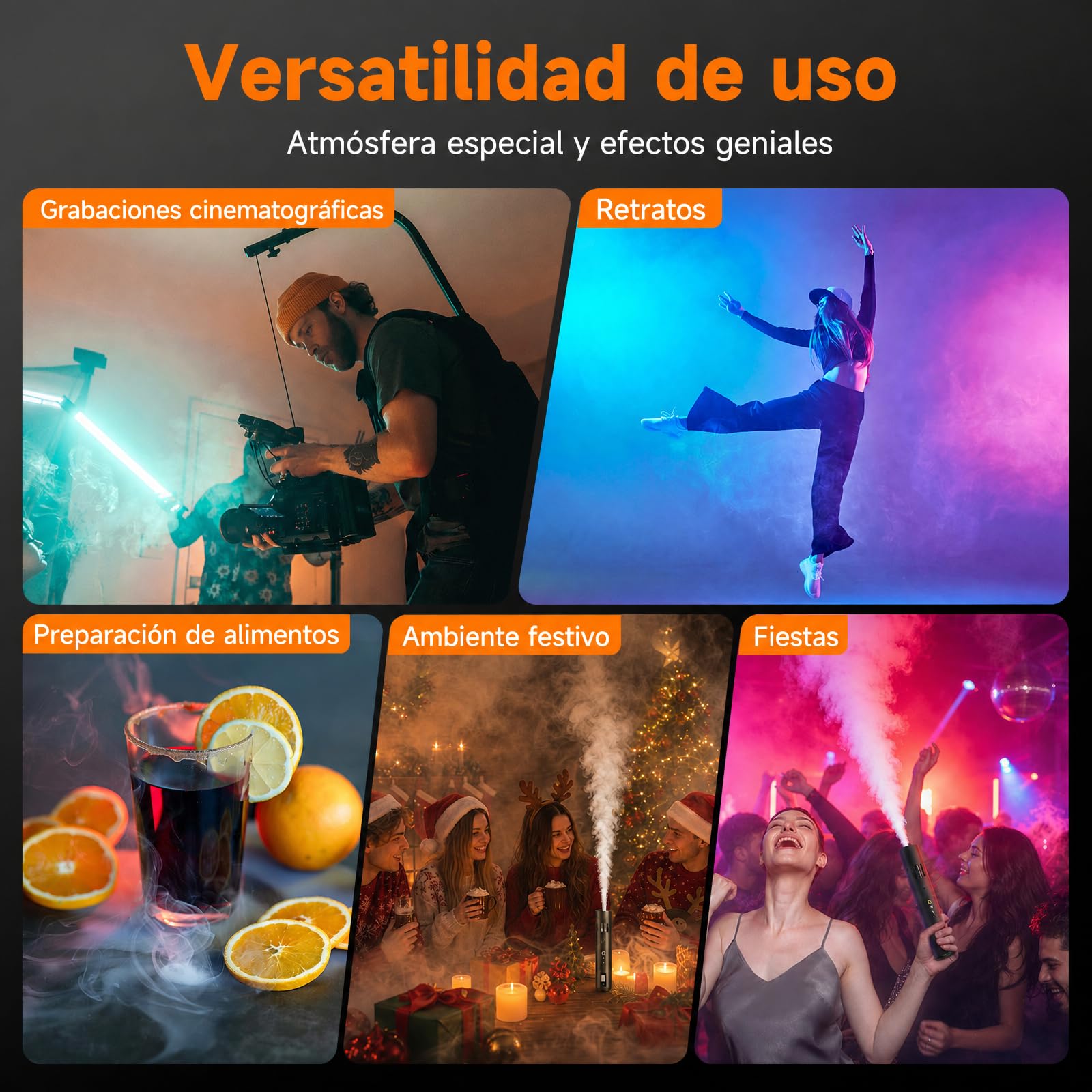 Máquina de Humo, Rollei Maquina Humo Pequeña Smoke Master Pro RGB 40W Portátil Nebulizador con Control Remoto y Batería Smoke Machine para Fotografía Fiesta Boda Efectos Escénicos Máquina-Maquina