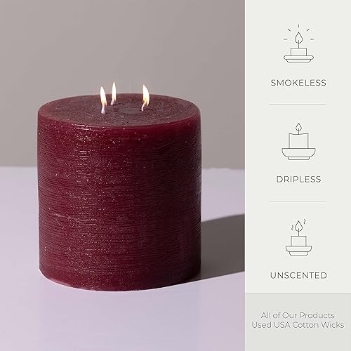 Miniatura 9 de Bask Velas de pilar grandes moteadas, sin perfume, 6 pulgadas de diámetro para soportes extra anchos, velas de 3 mechas para el hogar y eventos,