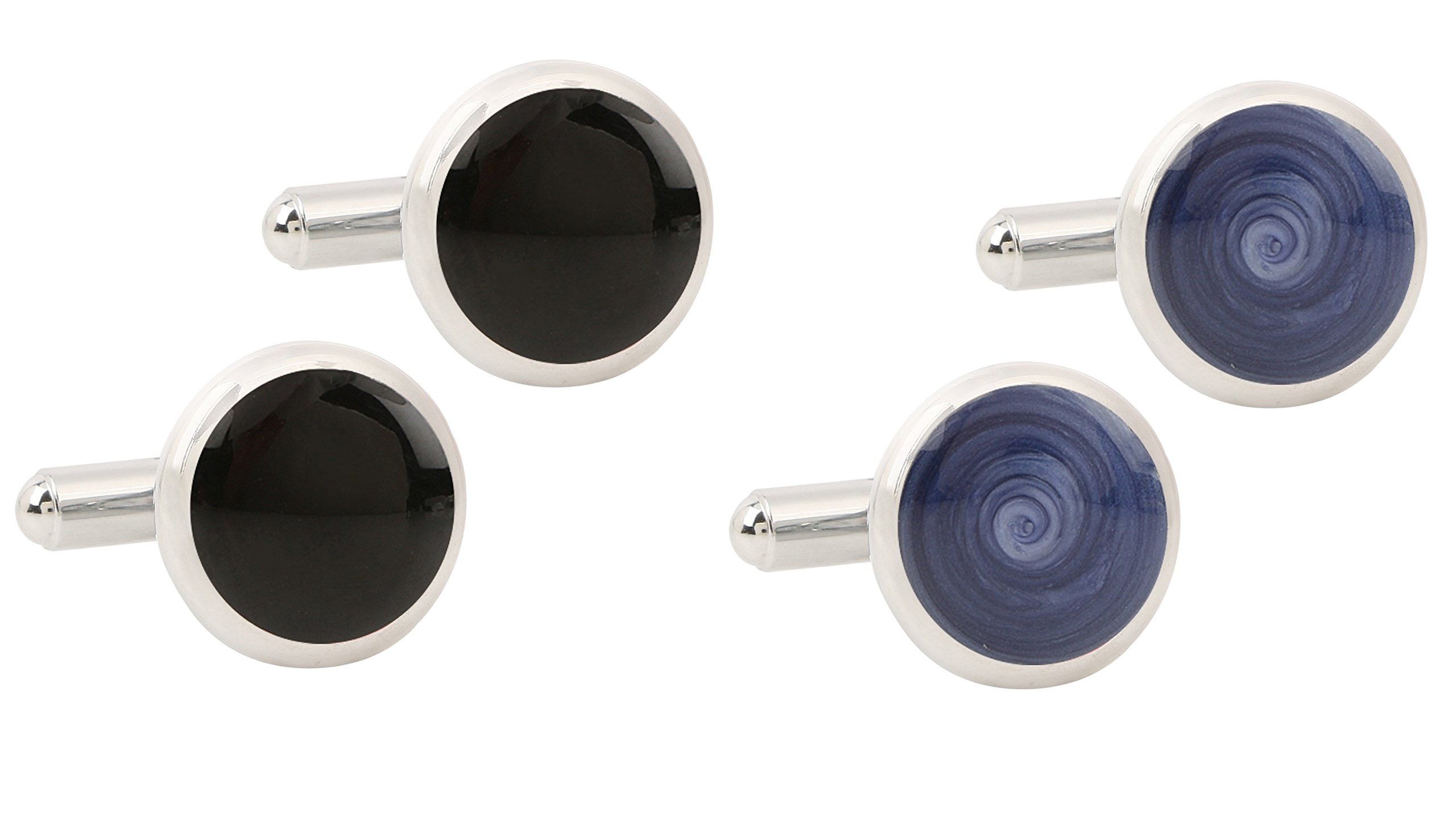 Cufflink Set for Men in a Gift Box (Black and Blue)