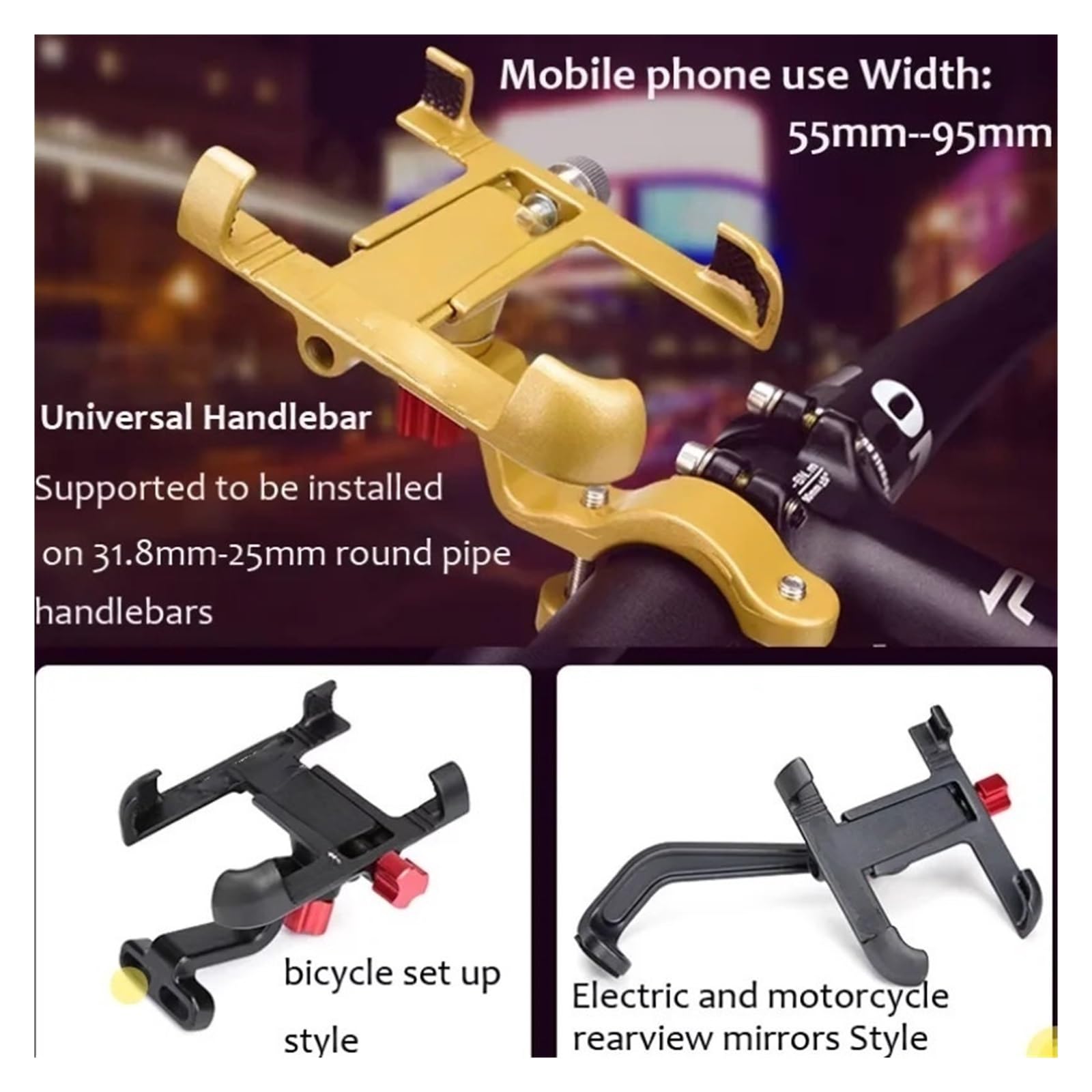 Supporto per navigazione per moto Per supporto manubrio per moto per xiaomi per GPS per telefono cellulare(Silvery)