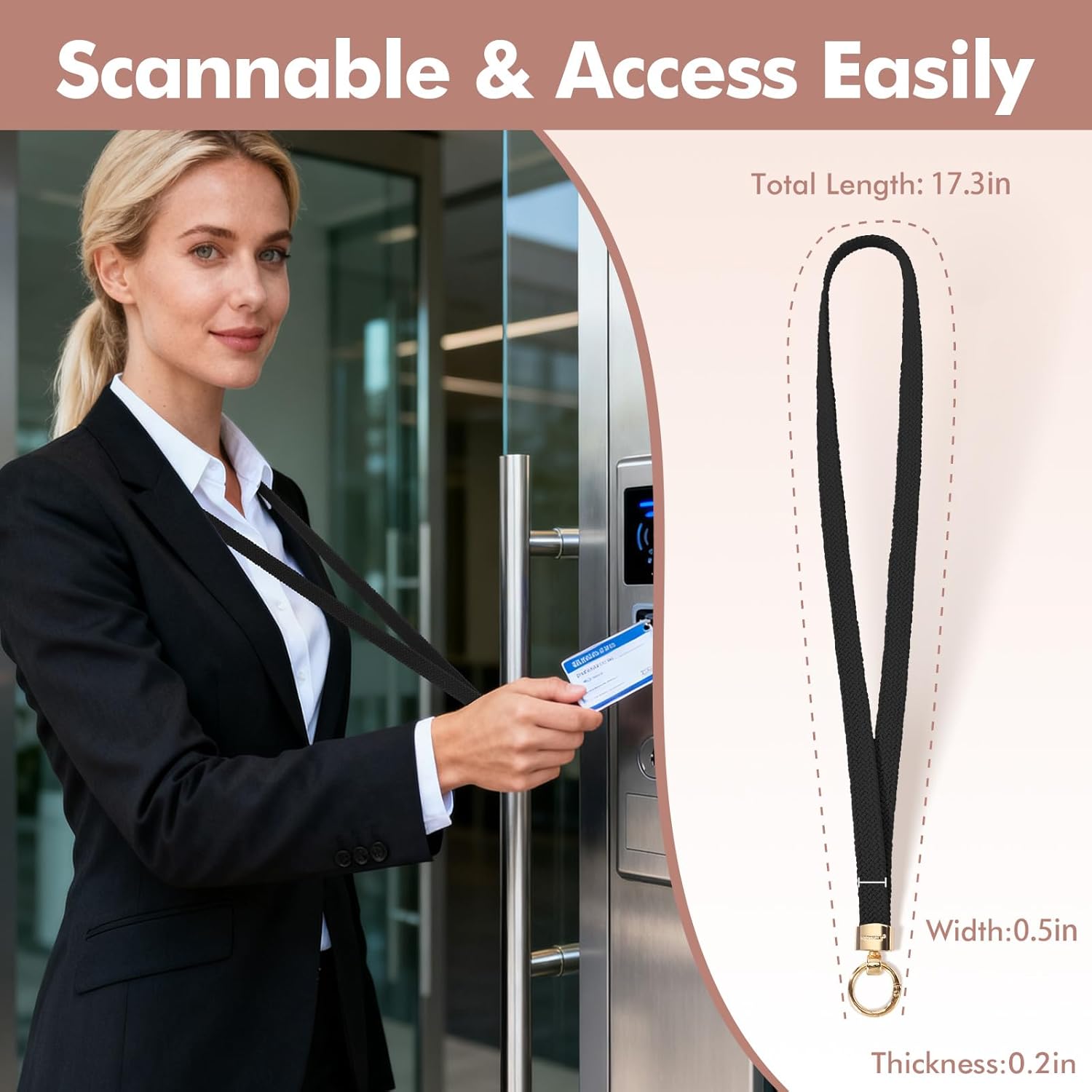 Stretchy Cute Lanyards for ID Badges, Thin Teacher Lanyard for Key, Long Neck Keychain ID Badge Lanyards for Women/Men - Image 3