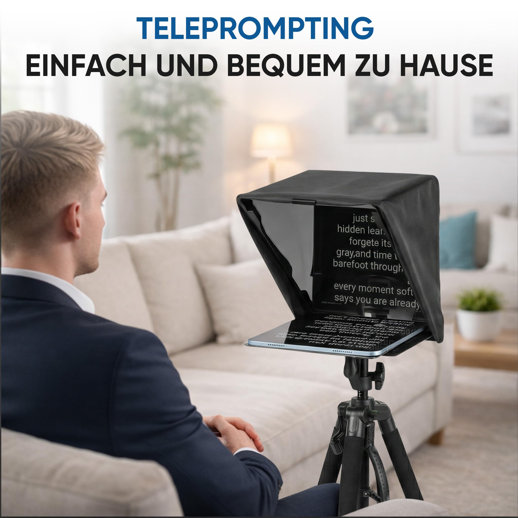 NEO Teleprompter für Kamera, Smartphone & Tablet – Autocue Prompter kompatibel mit DSLR, Webcam & iPad – Teleprompter für YouTube Videos, Vlog, Streaming, Interviews & Präsentationen
