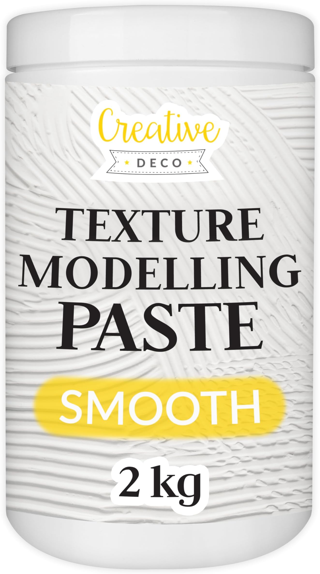 Creative Deco Texture Paste Smooth 2 kg | White Filler for Acrylic Painting | Modelling Paste for Art Projects, Acrylic Paint, DIY, 3D Effects, Textures | Easy to Apply with Palette Knife