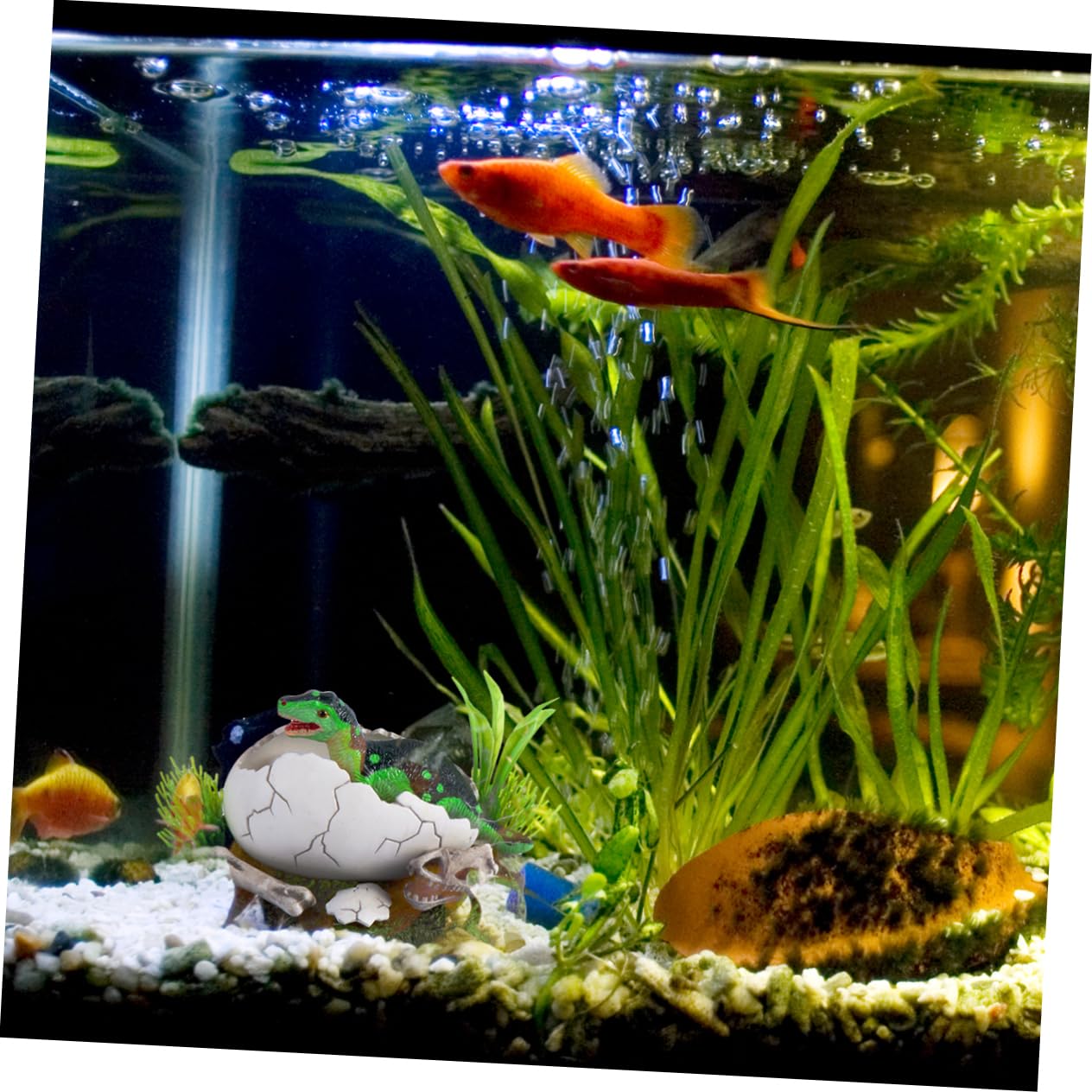 TOYANDONA Decorazione per Acquario in Resina Verde Tana per Animali Acquatici e Pompa di Ossigeno, Accessorio Funzionale per Serbatoio e Arredamento Acquario