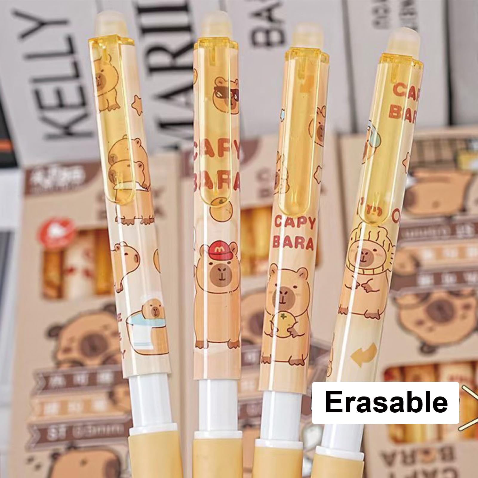 4 Pcs Erasable Gel Pens Cute Retractable Pens 0 5mm Black Ink Smooth Writing Pen Office School Supplies — view 3