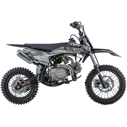 X-PRO Lynx 125cc Dirt Bike, Gas Powered 4-Stroke Off-Road Pit Bike with Zongshen Engine, 4-Speed Manual Clutch, Kick Start, 14"/12" Tires, Hydraulic Disc Brakes, Cradle Steel Frame (Black)