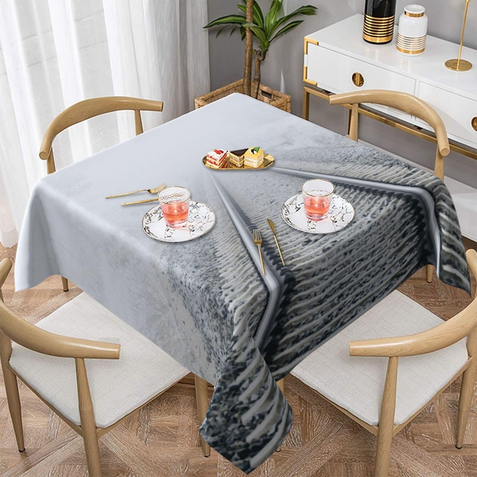 Nappe imperméable chemin de fer brumeux anti-pli et anti-poussière lavable pour repas de famille