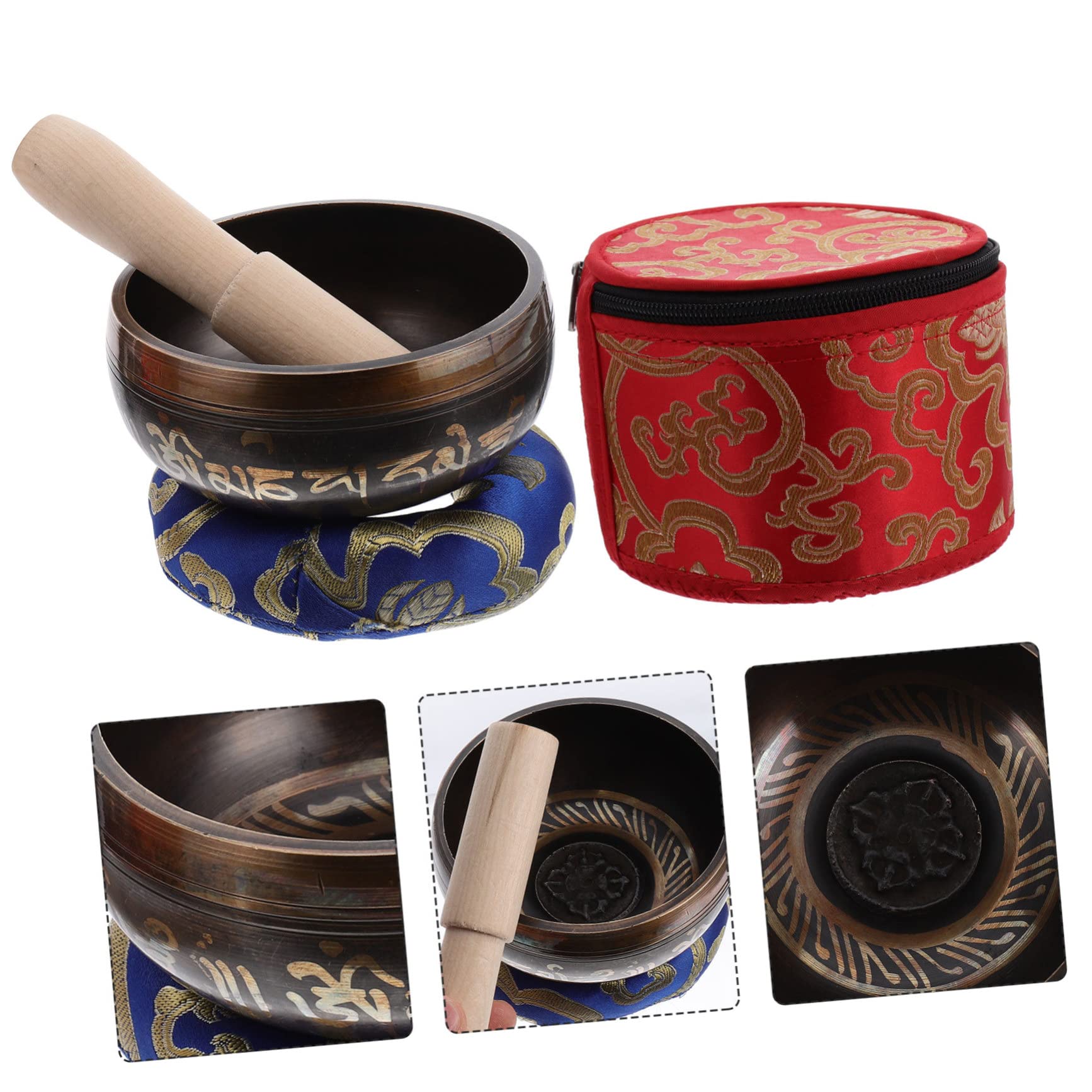 Bol Tibétain Chantant 1 Set en Cuivre avec Maillet, Coussin et Boîte