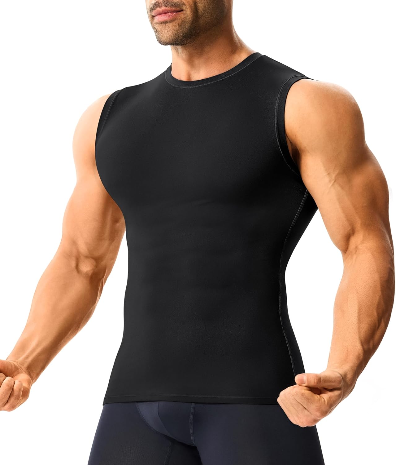 Nebility Mens Compression Shirt Slimming Workout Tank Top Quick Dry Athletic Sleeveless Tummy Undershirt Body Shaper