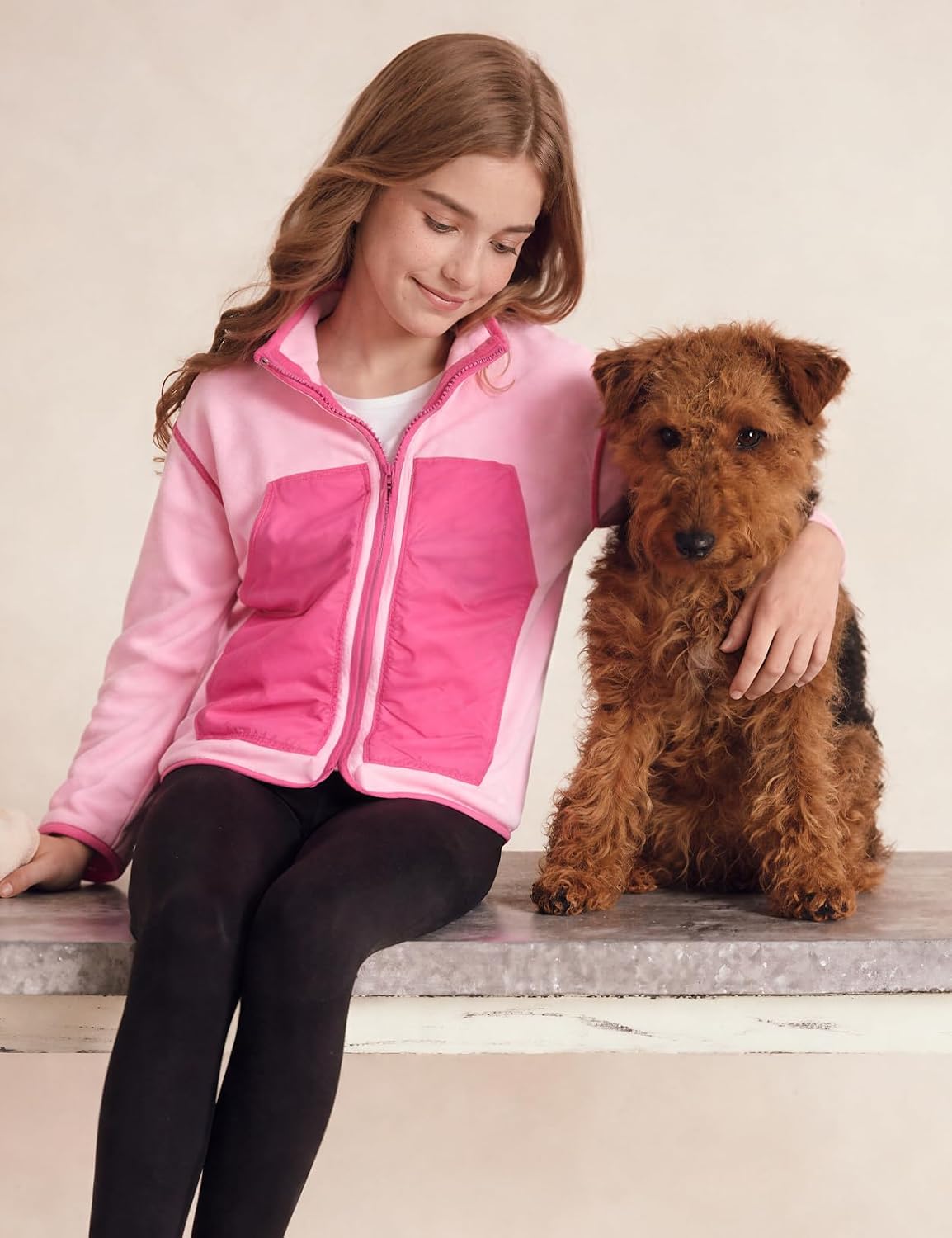 Jxstar Girls Fleece Color Block Lightweight Jacket Back to School Coat