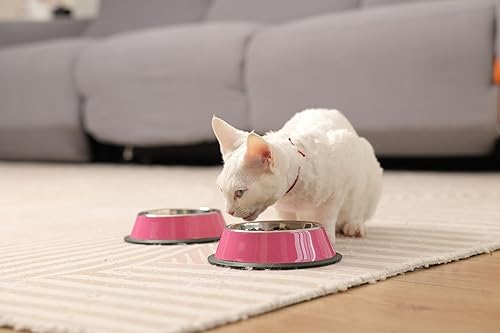 Miniatura 5 de Podinor Cuencos de acero inoxidable para perros, comida y agua, antideslizantes, apilables, para perros pequeños, medianos y grandes (paquete de 2)